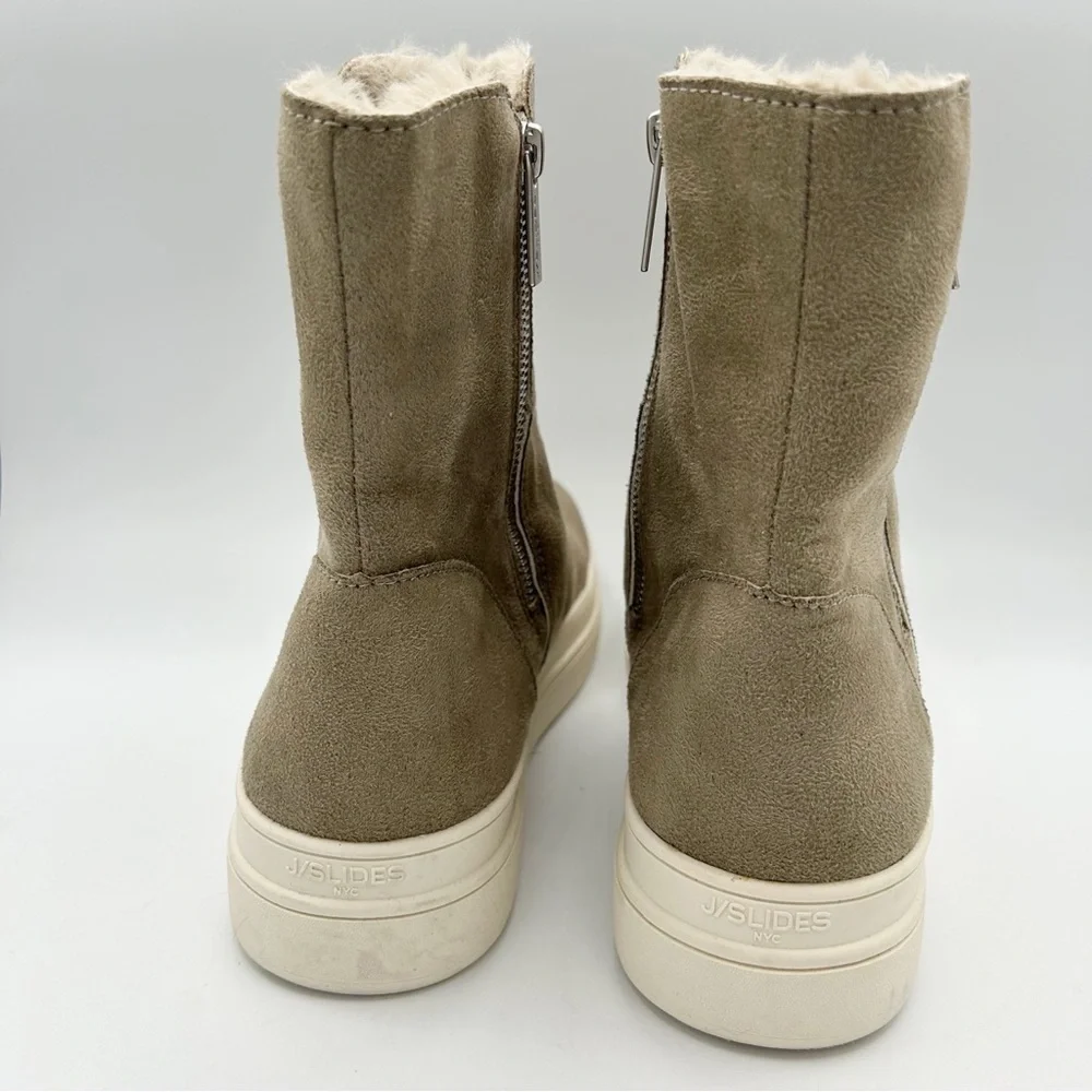 Women's J/Slides NYC Side Zip Platform‎ Ankle Boots Booties Shoes Size 10 Tan